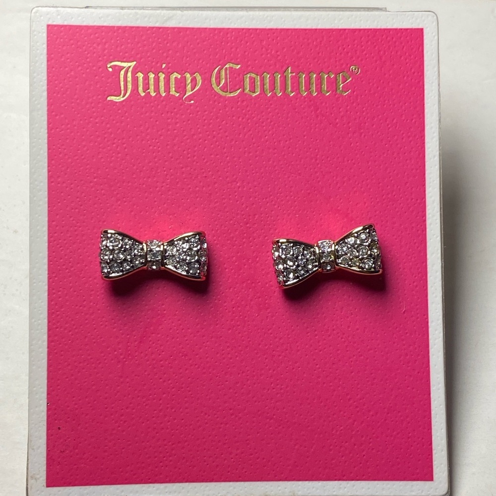 Juicy Couture Sterling Silver Pave y2k Bow Stud Earrings